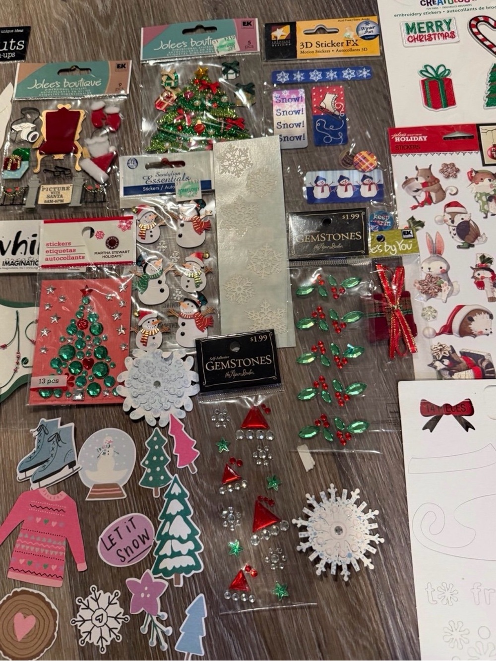 Scrapbooking Holiday Stickers, stencil and Gemstone lot - a couple HTF Jolee’s